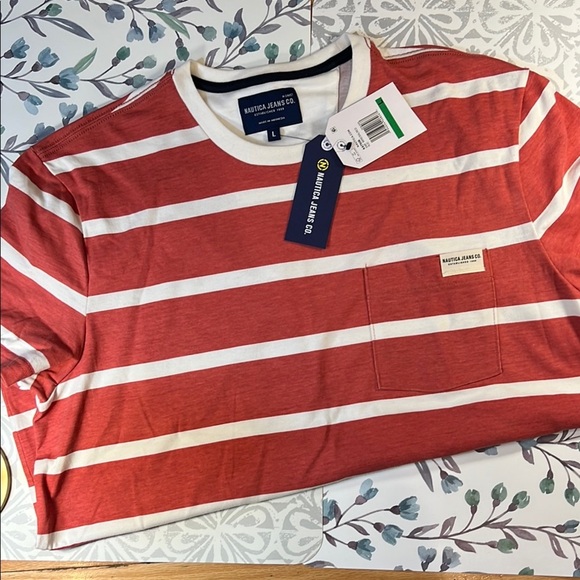 Nautica Other - NWT Nautica Men’s Red & White Striped Short Sleeve Tshirt with Pocket Size Large